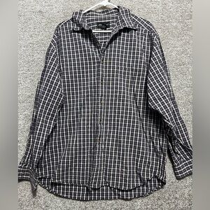 Eddie Bauer Men’s Canvas Cotton Plaid Button Down Casual Shirt Size Large